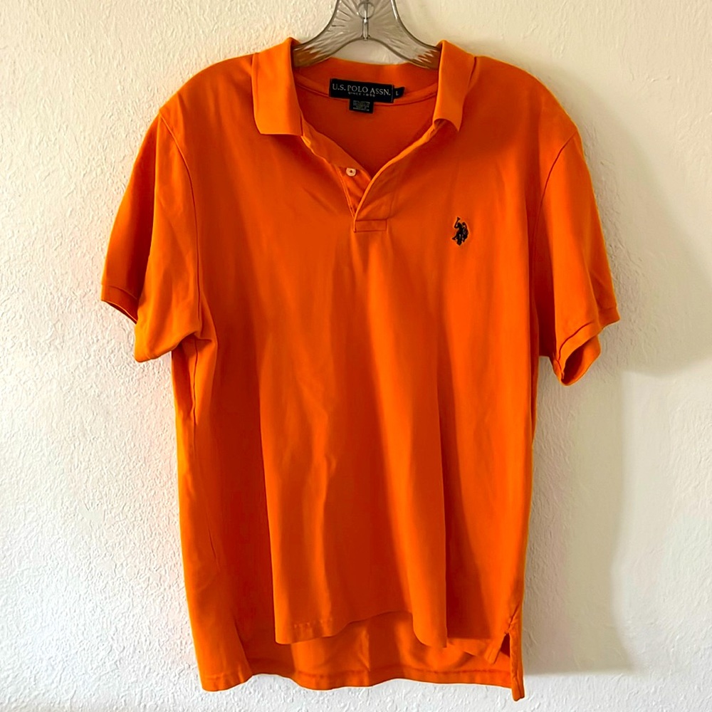 Bright orange Polo style knit shirt size large